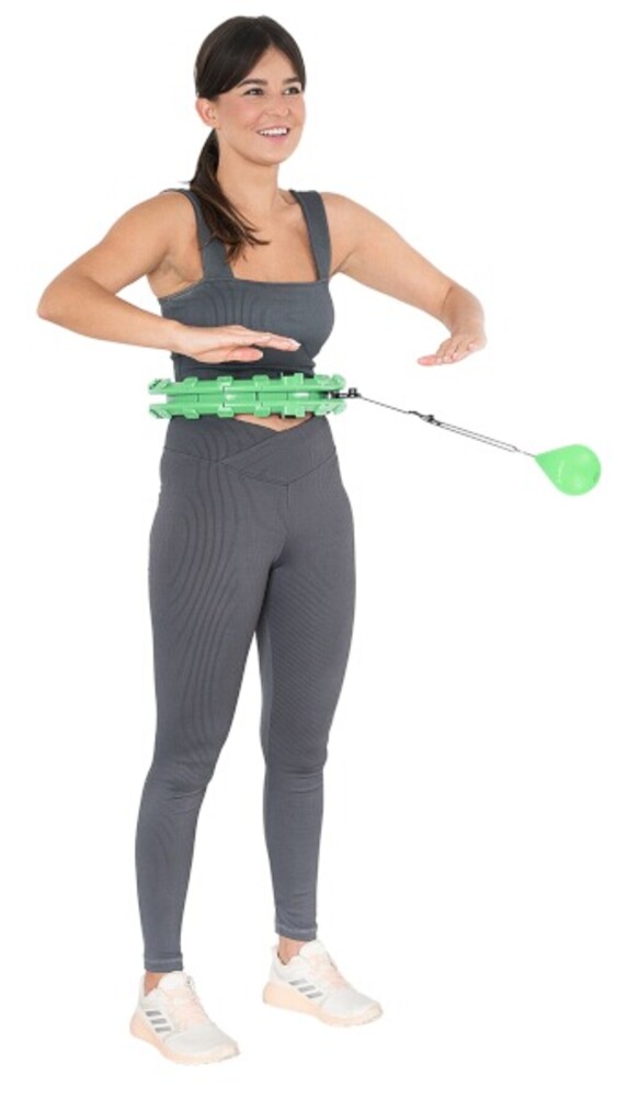 Sada masážní hula hoop HHW01 se závažím a zeštíhlujícícho pásu BR163 zelená