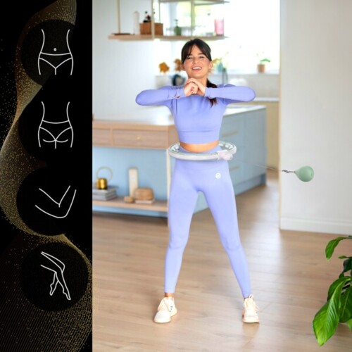 Masážna obruč HHM15 so závažím, magnetmi a počítadlom zelená