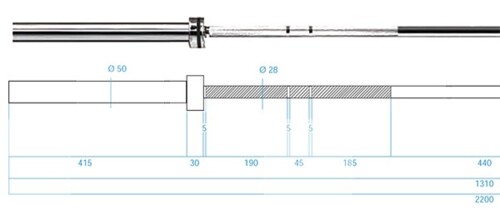 Olympijská osa GO901 220 cm x 50 mm + rychlouzávěry ZG1500