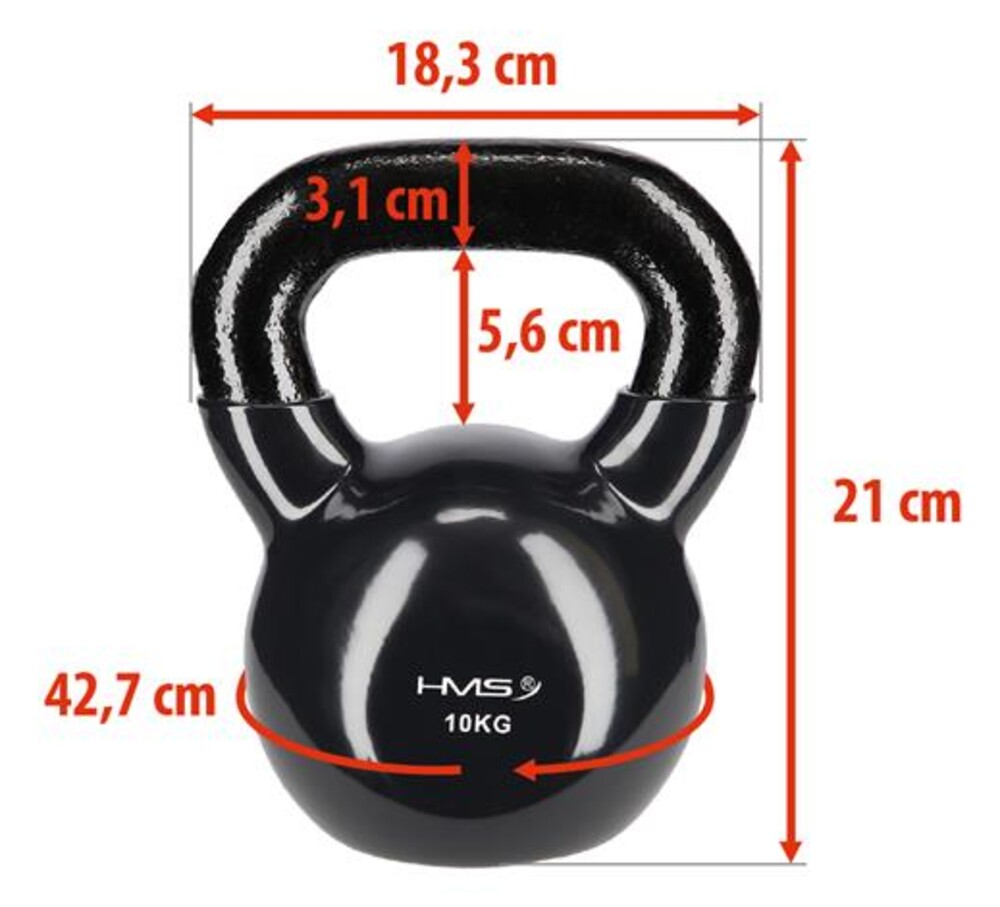 Kettlebell pokrytý vinylom KNV10 10 kg, čierny
