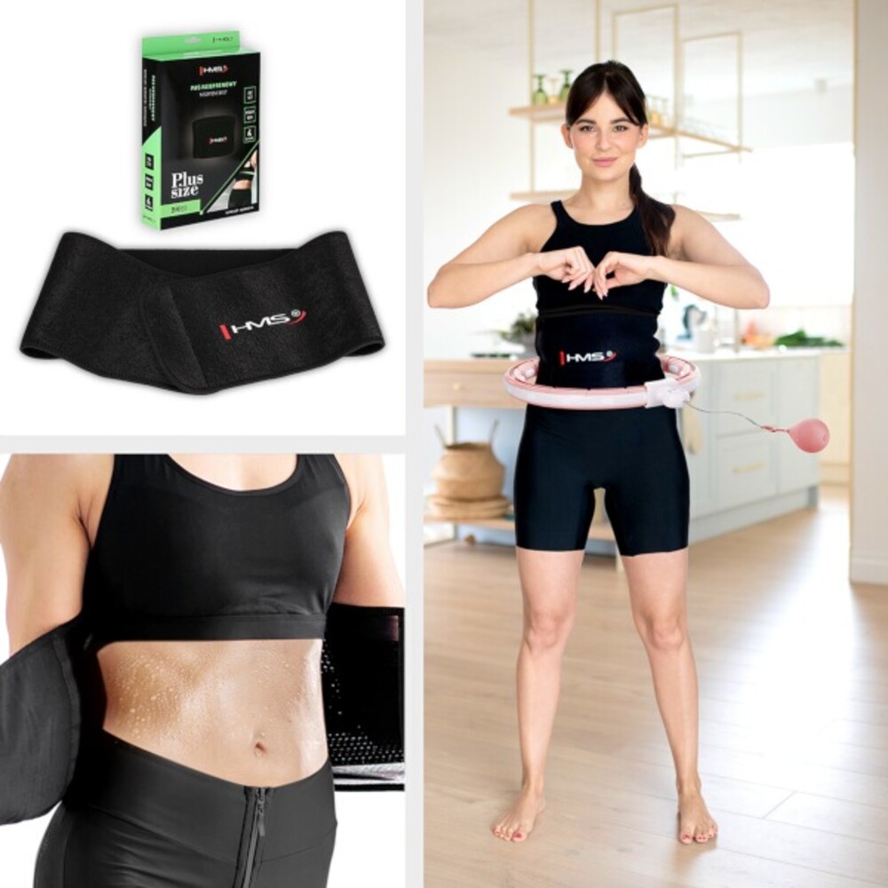 Sada masážní hula hoop HHM15 růžová se závažím, magnety a počítadlem a zeštíhlujícího pásu BR163 PLUS SIZE