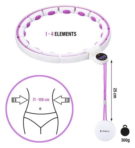 Súprava masážna hula hoop so závažím HHM17 a zoštíhľujúceho pásu BR163 biela/fialová