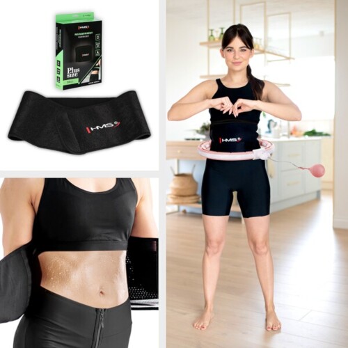 Sada masážní hula hoop HHM15 růžová se závažím, magnety a počítadlem a zeštíhlujícího pásu BR163 PLUS SIZE