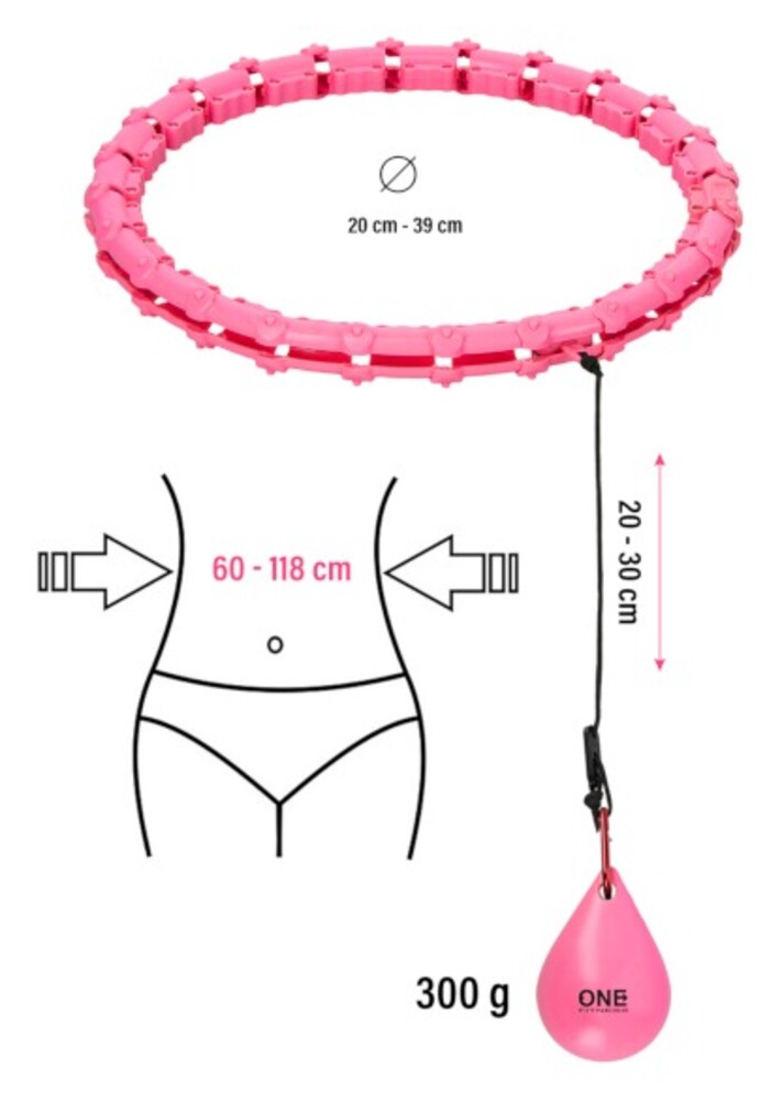 Masážna obruč ONE Fitness OHA02 so závažím ružová