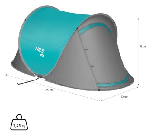 Samorozkladací plážový stan NILS Camp NC3743 tyrkysový