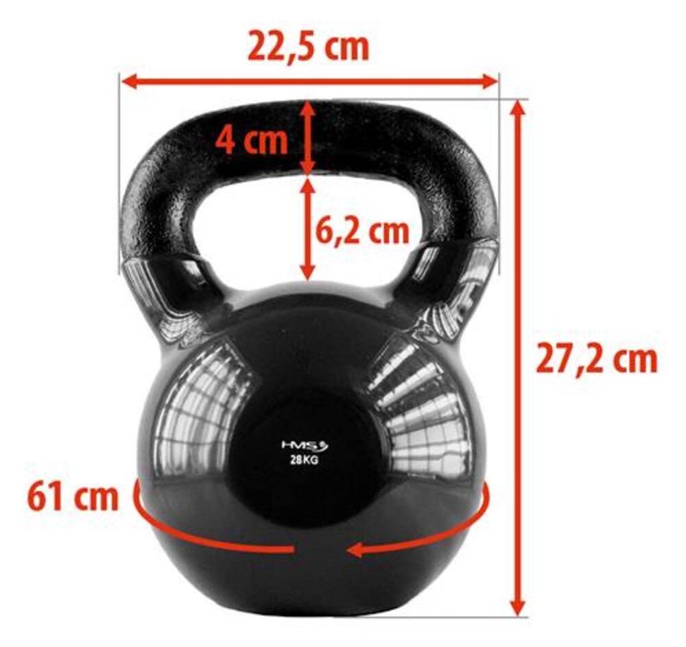 Kettlebell pokrytý vinylom KNV28 28 kg, čierny