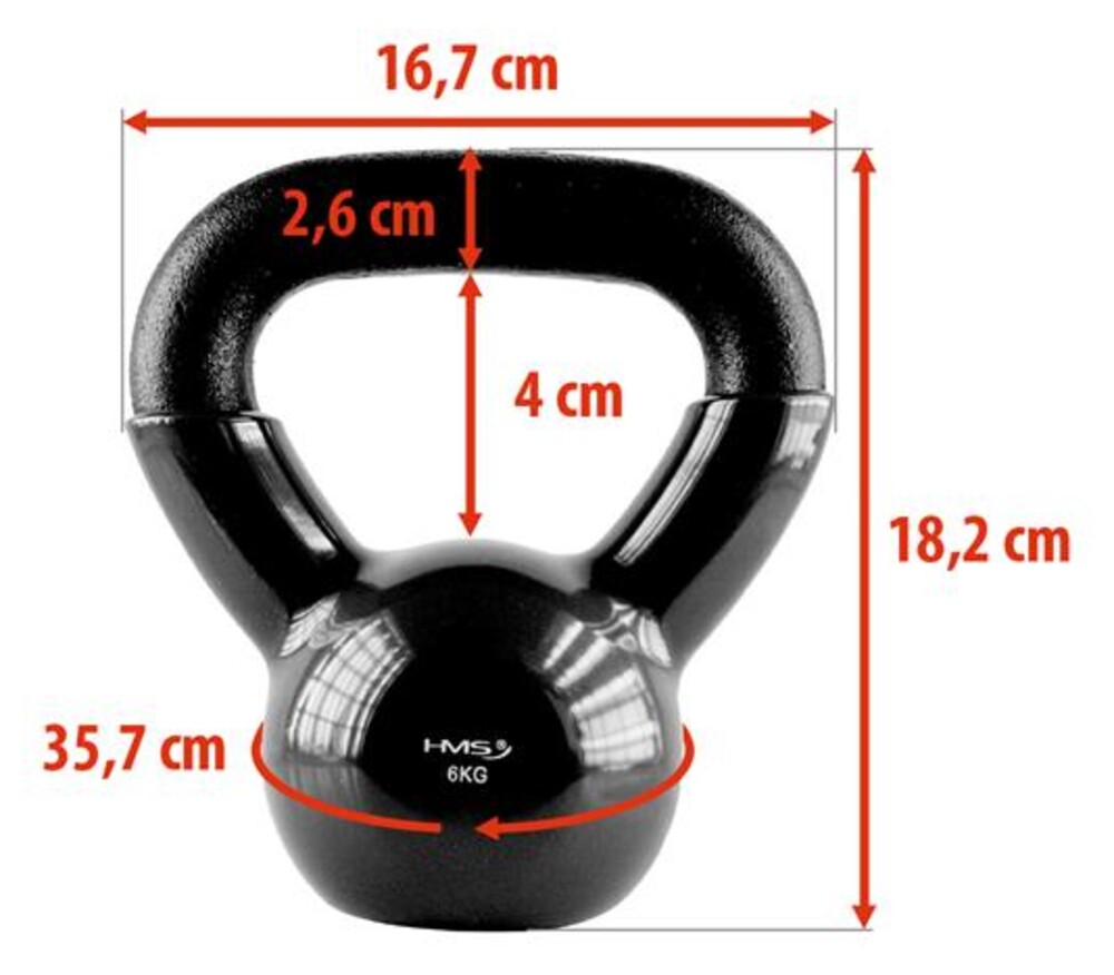 Kettlebell pokrytý vinylom KNV06 6 kg, čierny