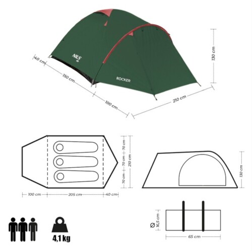 Turistický stan NILS Camp NC6013 Rocker zelený
