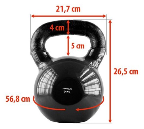 Kettlebell pokrytý vinylom KNV24 24 kg, čierny