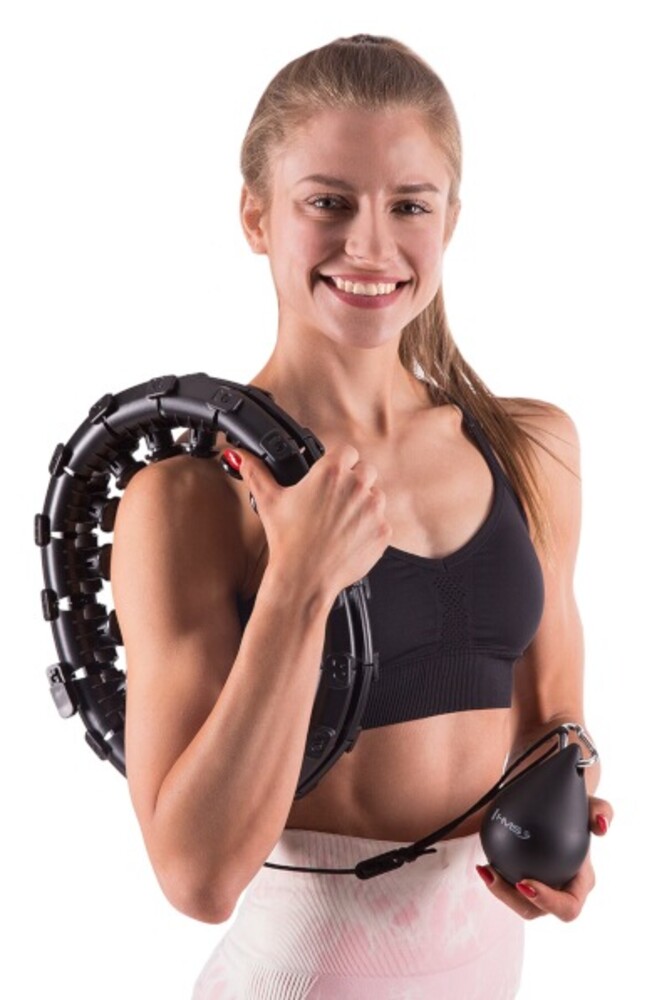 Masážny hula hop HHW01 so závažím čierný