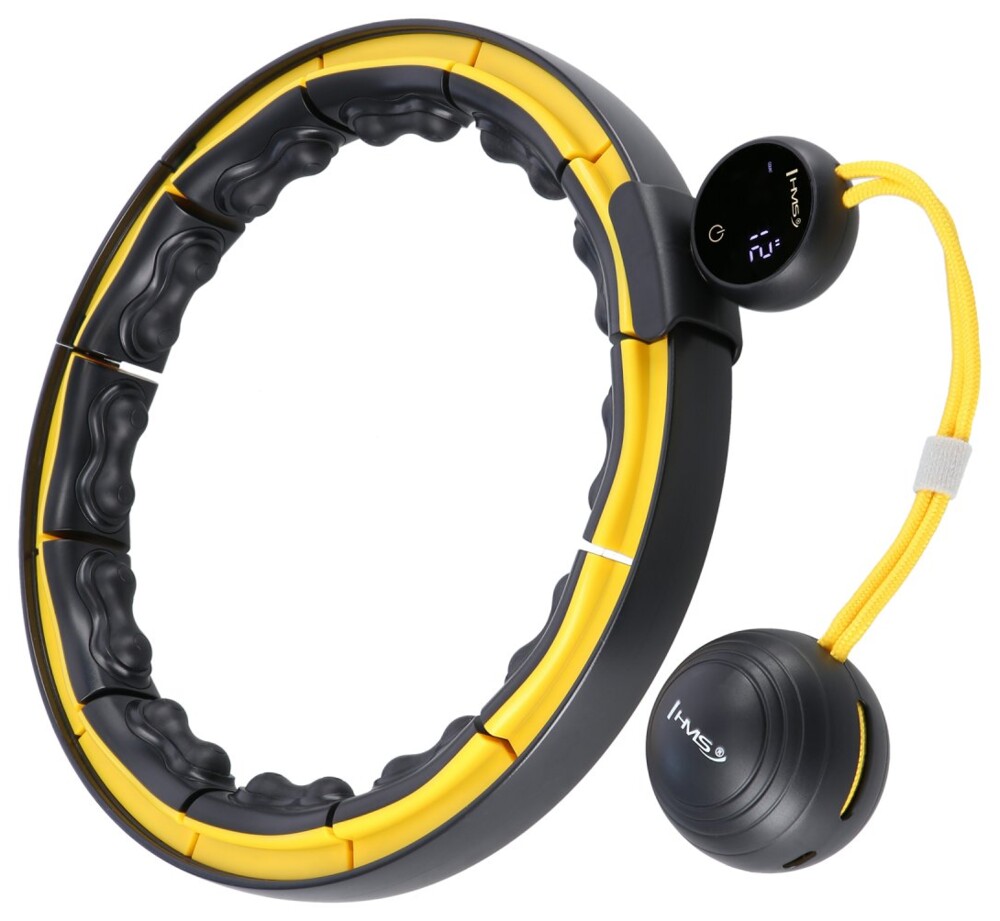 Masážna hula hoop HHM21 so závažím, magnetmi a počítadlom čierna/žltá
