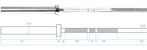 Olympijská osa GO450 220 cm x 50 mm