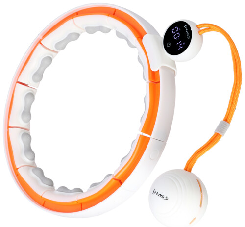Masážna hula hoop HHM21 so závažím, magnetmi a počítadlom biela/oranžová