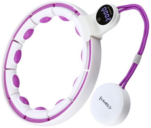 Masážna hula hoop HHM17 so závažím, magnetmi a počítadlom biela/fialová