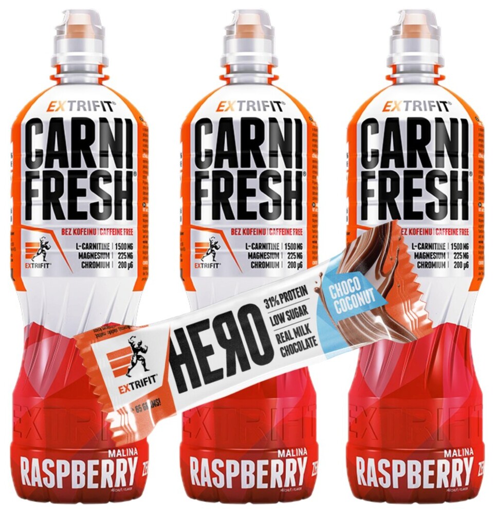 AKCE 3x Carnifresh Caffeine free 850 ml + ZDARMA Hero Protein Bar 31% 65 g