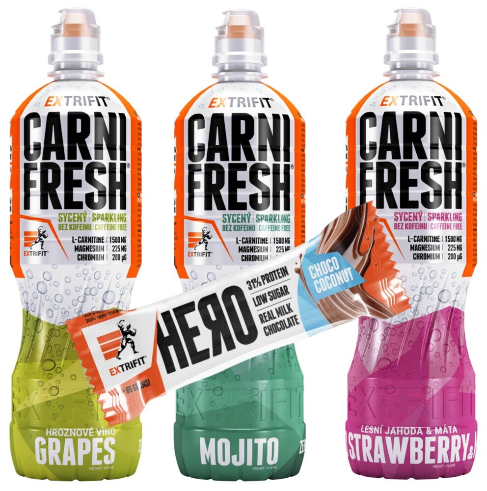 AKCE 3x Carnifresh Sparkling Caffeine free 850 ml + ZDARMA Hero Protein Bar 65 g
