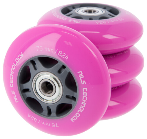 PU kolečka s ložisky 76x24mm ABEC 7 růžové
