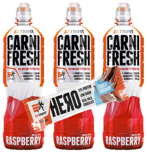 AKCE 3x Carnifresh Caffeine free 850 ml + ZDARMA Hero Protein Bar 31% 65 g